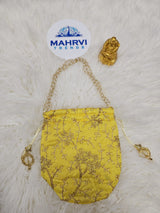 Floral Embroidered Silk Potli Bag with Pearl Handle