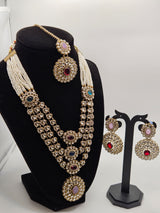 Multicolor Kundan Necklace Set with Earrings & Maang Tikka