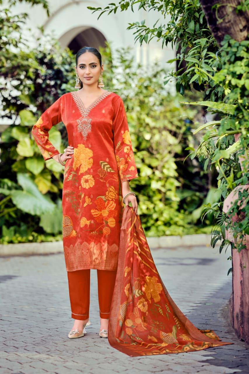 Floral Printed Straight Suit Set with Matching Dupatta