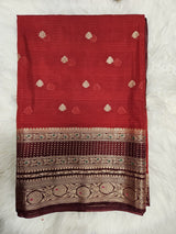 Maroon Designer Blouse with Matching Banarasi Saree – Traditional Woven Saree Set