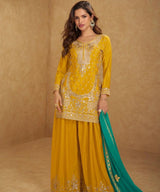 Elegant Embroidered Kurta Palazzo Set