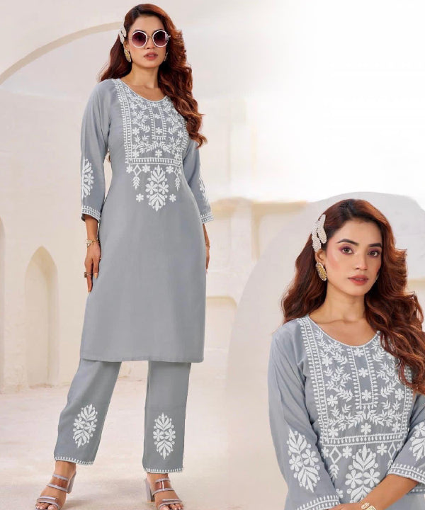 Elegant Lucknovi Embroidered Kurta Set Collection