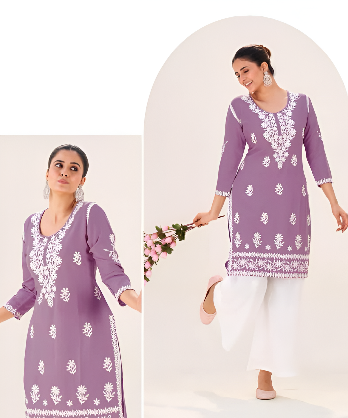 Elegant Lucknowi Embroidered Kurta Set Collection