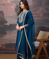 Embroidered Straight Suit Set with Dupatta – Elegant Festive Essential