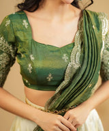 Emerald Ivory Draped Lehenga Set