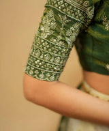 Emerald Ivory Draped Lehenga Set