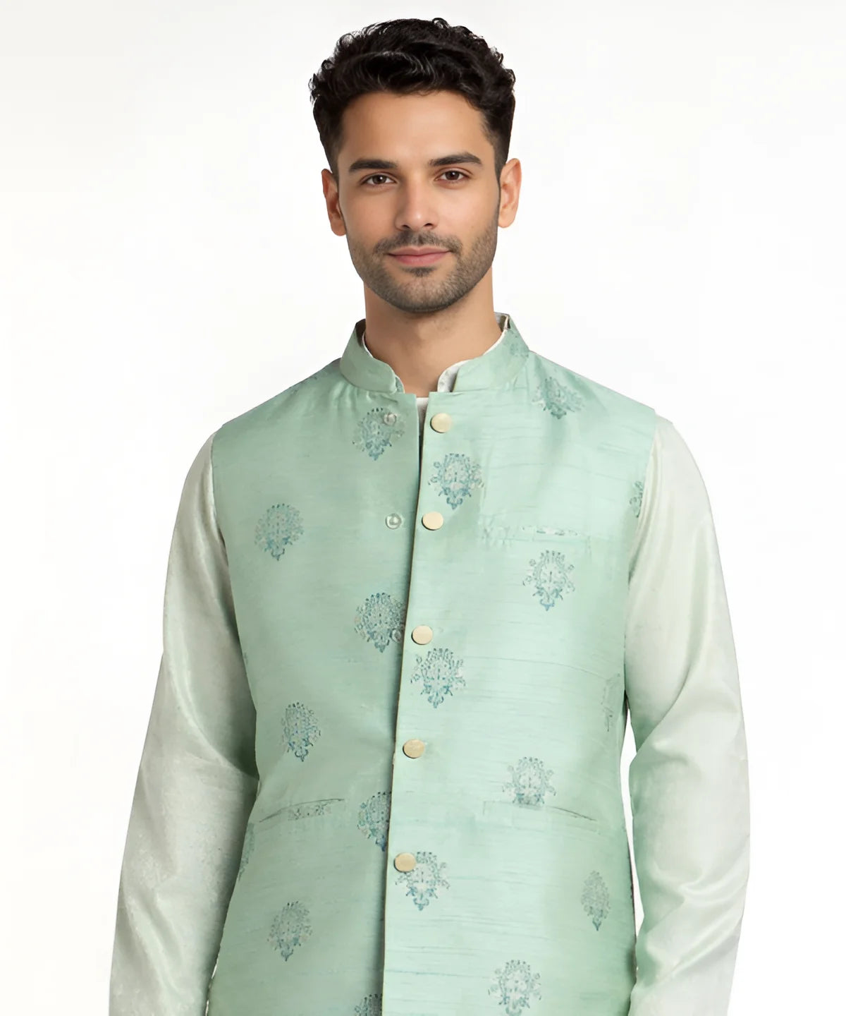 Silk woven Nehru jacket