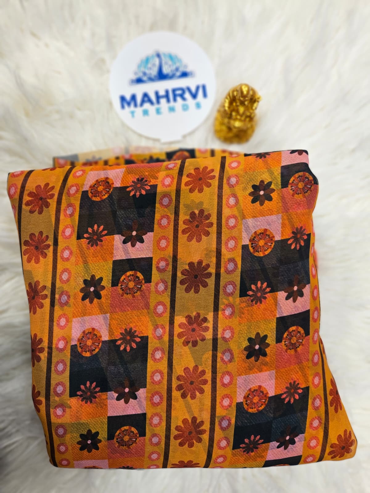 Vintage Floral Geometric Printed Fabric | Soft, Lightweight & Stylish