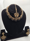 Black & Gold Kundan Necklace Set with Earrings & Maang Tikka