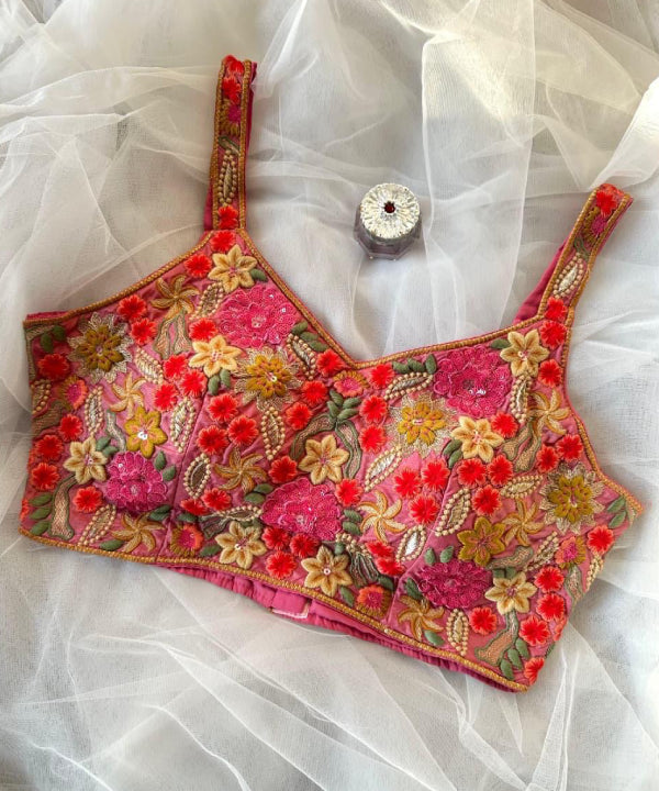 Floral Hand Embroidered Designer Blouse