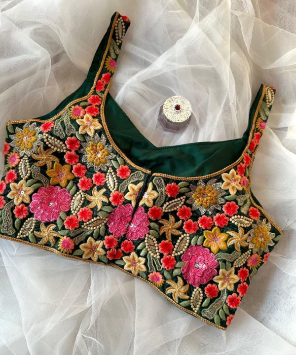 Floral Hand Embroidered Designer Blouse