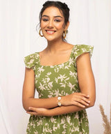 Green Floral Midi Dress