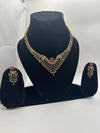 Pink Floral Diamond Fringe Necklace Set