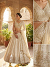Ivory & Gold Embroidered Bridal Lehenga Set with Designer Blouse & Dupatta
