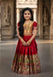 Semi Pattu Pavadai Lehenga Set for Girls with Woven Border