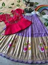 Banaras Lehenga Choli Set with Embroidered Peplum Blouse