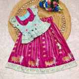 Banaras Lehenga Choli Set with Peplum Top