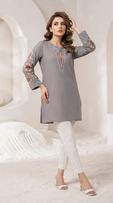 Embroidered Cotton Short Kurta