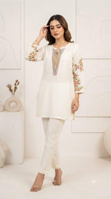 Embroidered Cotton Short Kurta