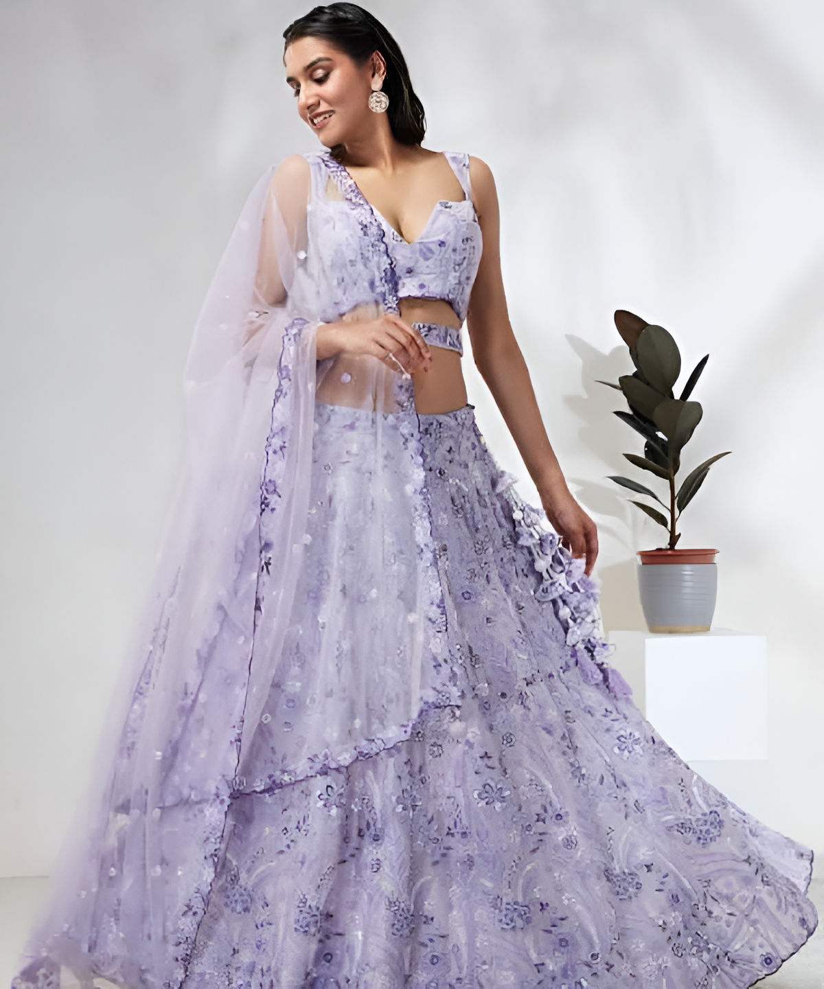 Lavender Embroidered Designer Lehenga Set