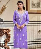Lavender Embroidered Kurta Set – Graceful Everyday Elegance