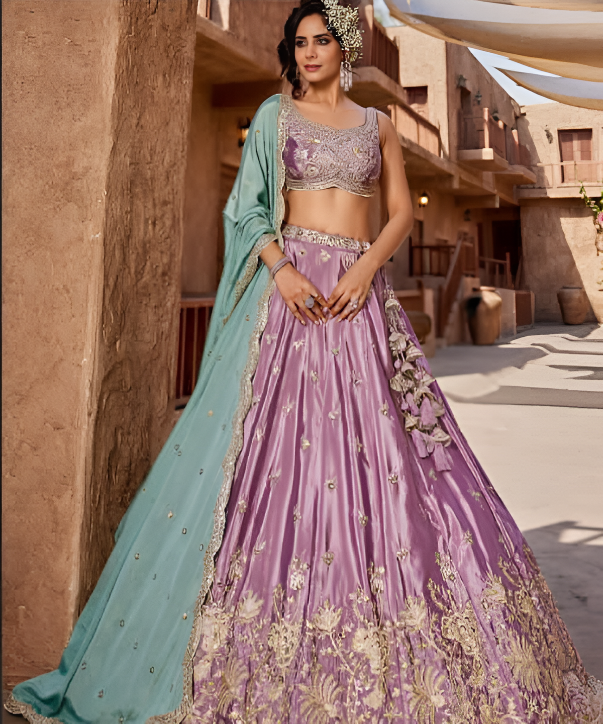 Lavender Embroidered Bridal Lehenga Set – Elegant Royal Charm