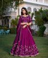 Magenta Embroidered Lehenga Set