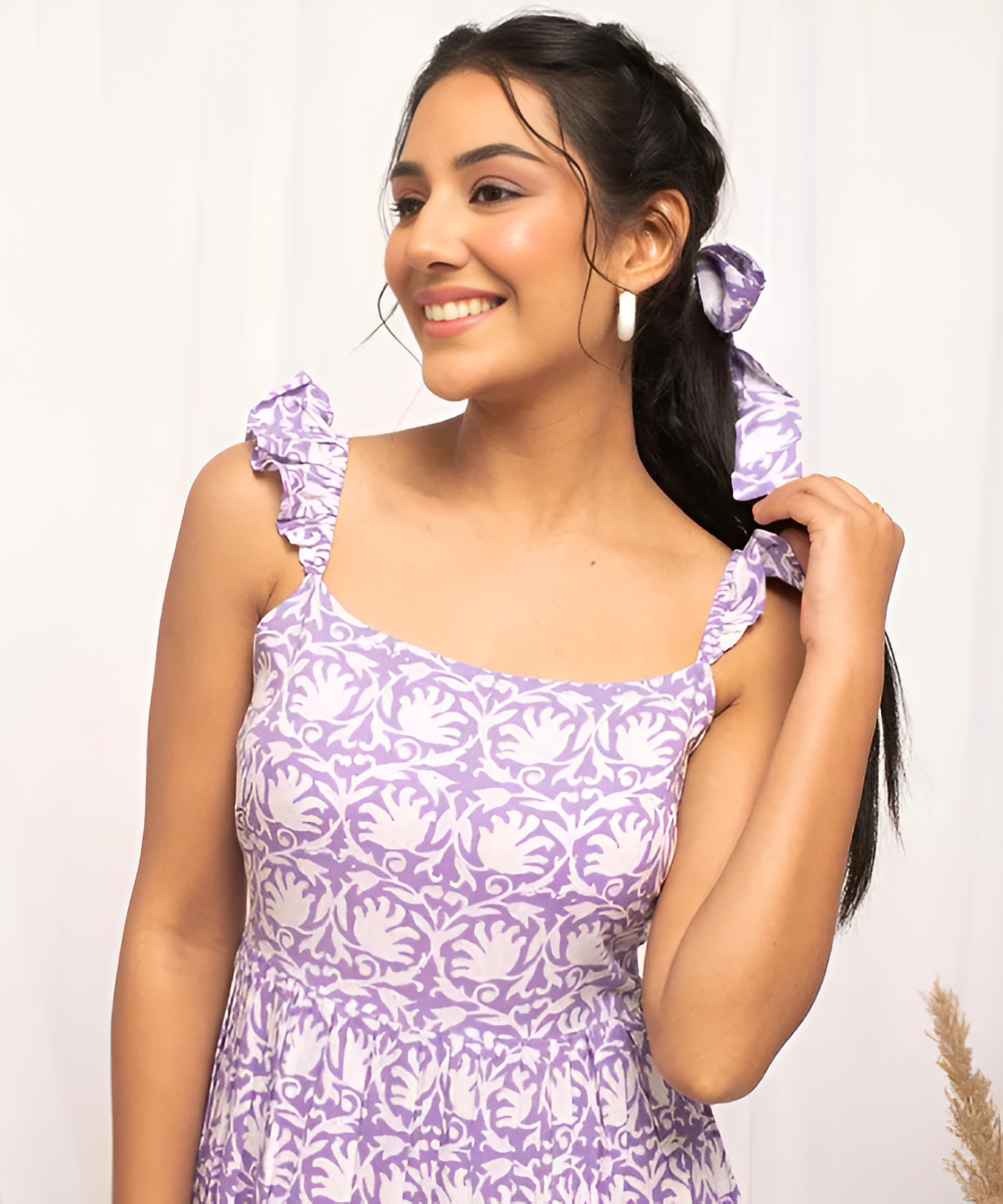 Lavender Printed Midi Dress