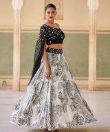 Midnight Ivory Floral Lehenga Set