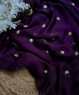 Midnight Plum Space Silk Saree with Stitched Blouse