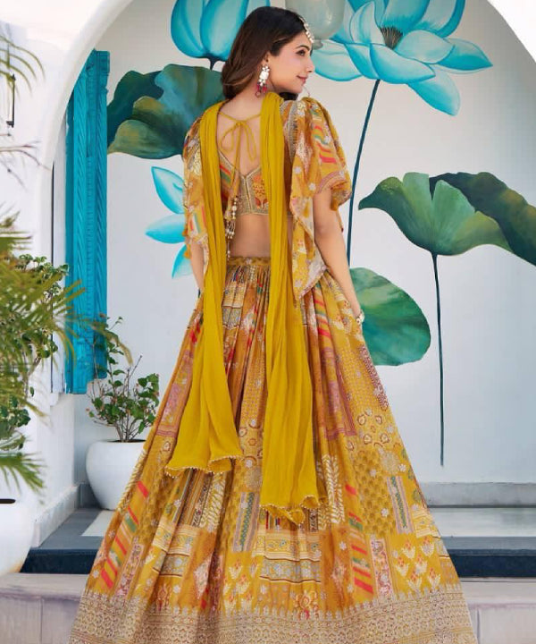 Mustard Radiance Printed Lehenga Set