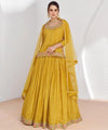 Mustard Yellow Embroidered Lehanga