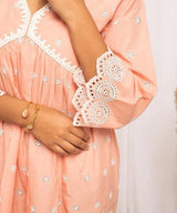 Peach Embroidered Cotton Dress