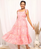 Pink Floral Tie-Shoulder Midi Dress