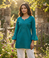 Cotton Embroidered Short Kurti