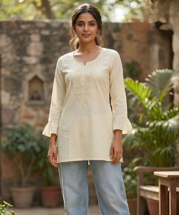 Cotton Embroidered Short Kurti