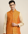 Silk woven Nehru jacket