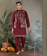 Embroidered Kurta Set with Designer Jackett
