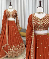 Rust Radiance Embroidered Lehenga Set